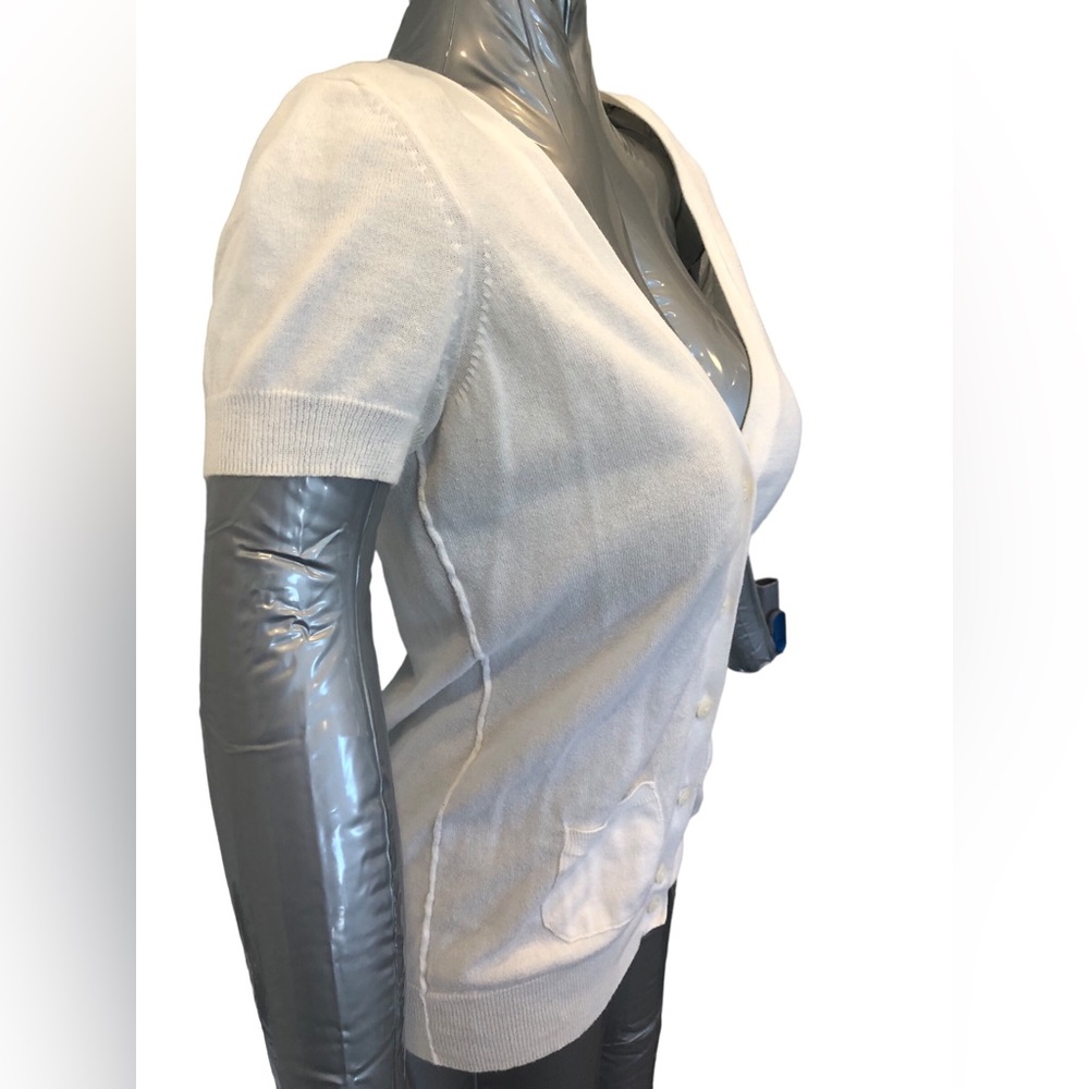 American Eagle 100% cotton Small short sleeve v-neck white cardigan Women’s - Picture 6 of 11